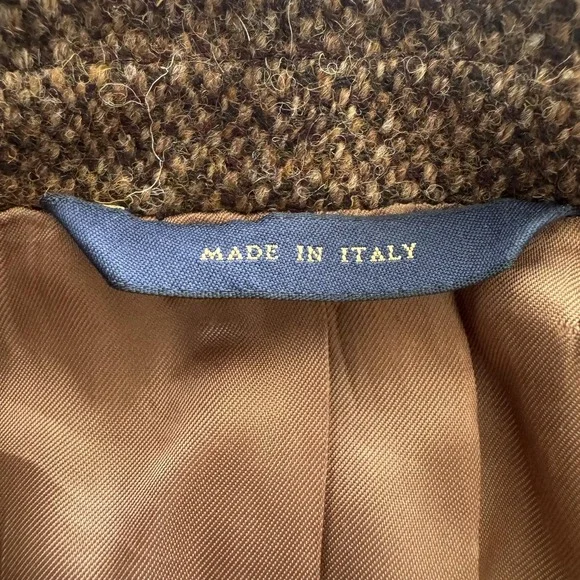 Vintage Brooks Brothers Sport Coat Mens 43R Brown Harris Tweed Herringbone Italy